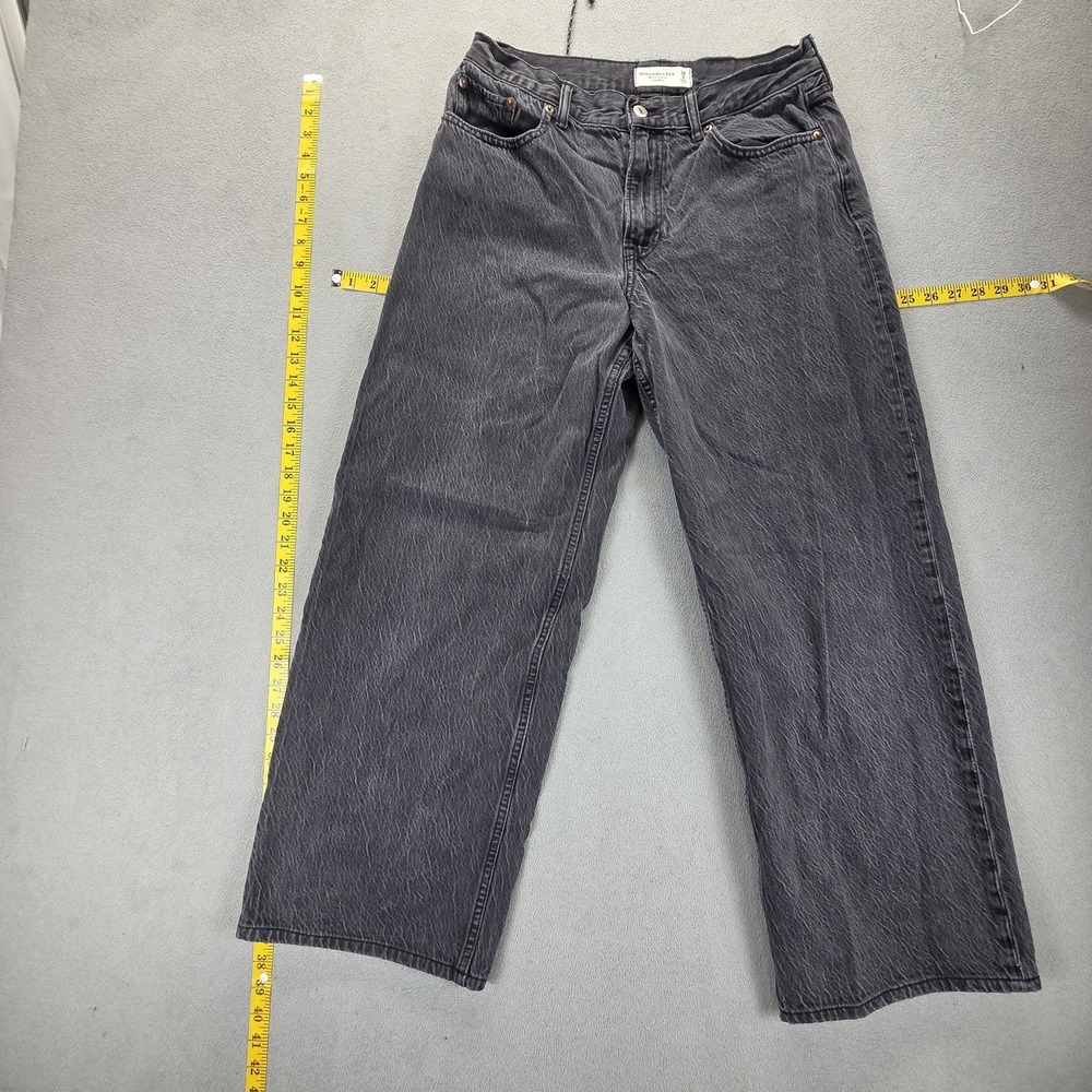 Abercrombie Fitch Jeans Womens 6 Black Relaxed Wide Leg Ultra Loose Fits 30x28
